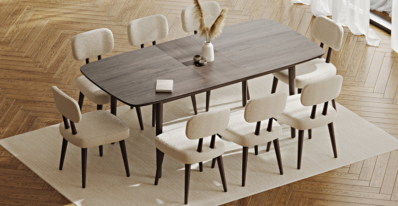 Lyno 97x160 Cm Açılır Yemek Masası Takımı (8Li Roa) - Bukle