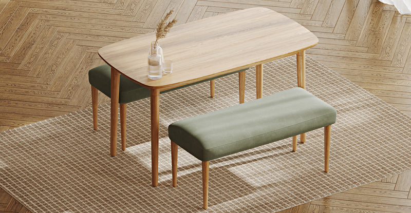Lyno 77x140 Cm Sabit Yemek Masası Takımı (2 Roa Bench) - Kadife