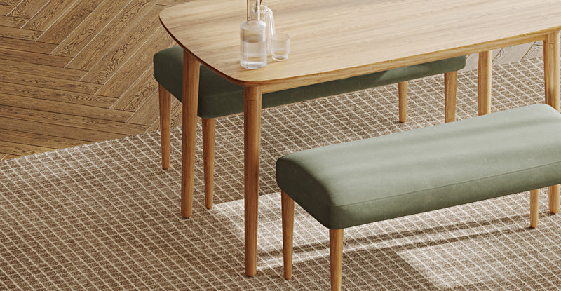 Lyno 77x140 Cm Sabit Yemek Masası Takımı (2 Roa Bench) - Kadife