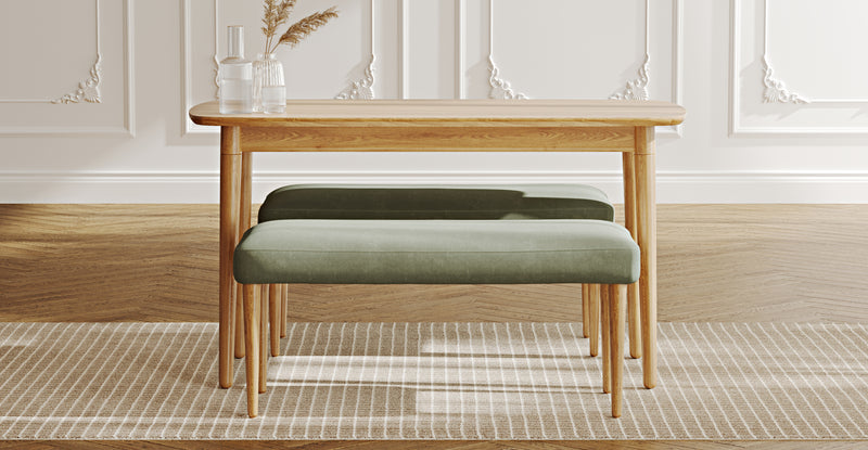 Lyno 77x140 Cm Sabit Yemek Masası Takımı (2 Roa Bench) - Kadife