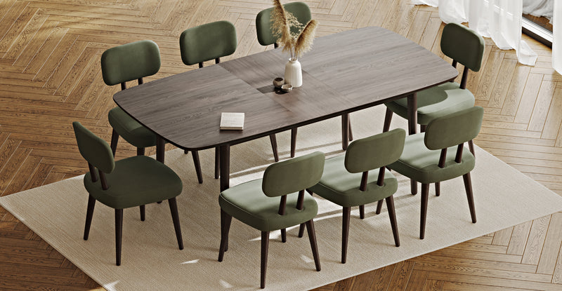 Lyno 97x160 Cm Açılır Yemek Masası Takımı (8Li Roa) - Kadife
