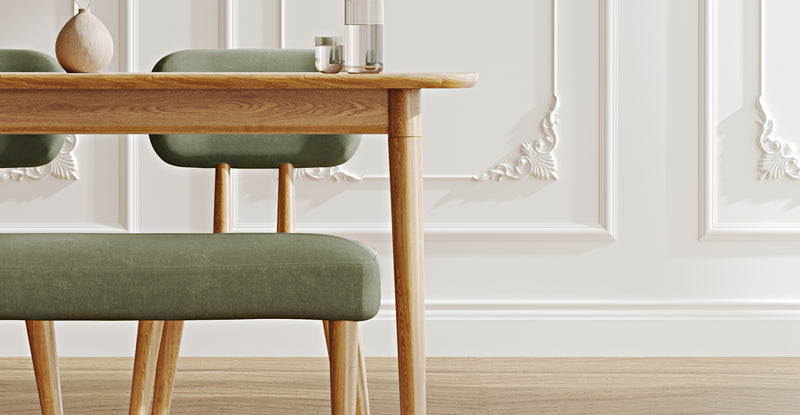 Lyno 77x140 Cm Sabit Yemek Masası Takımı (Roa Bench & 2 Roa Sandalye) - Kadife