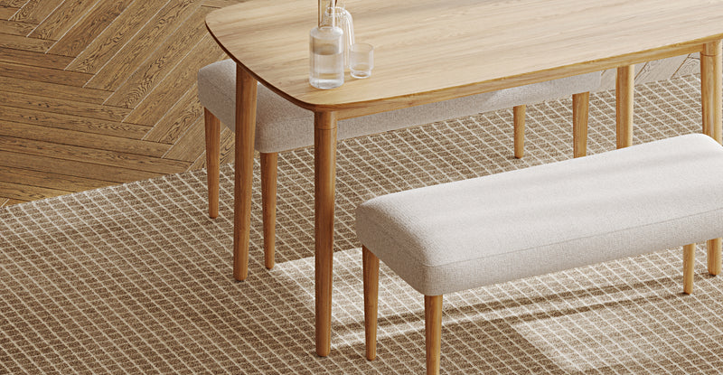 Lyno 77x140 Cm Sabit Yemek Masası Takımı (2 Roa Bench) - Keten