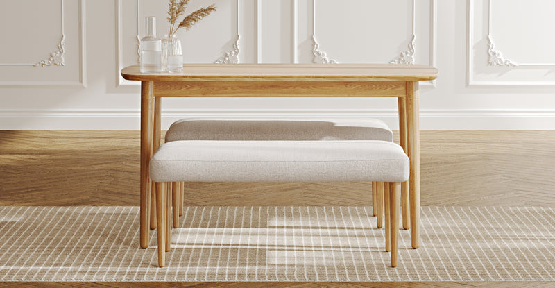 Lyno 77x140 Cm Sabit Yemek Masası Takımı (2 Roa Bench) - Keten