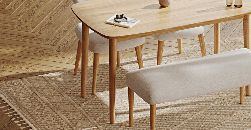 Lyno 77x140 Cm Sabit Yemek Masası Takımı (Roa Bench & 2 Roa Sandalye) - Keten
