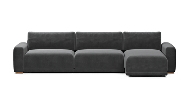 Carle 343 x 160 Dinlenmeli Köşe Çift Kollu - Kadife