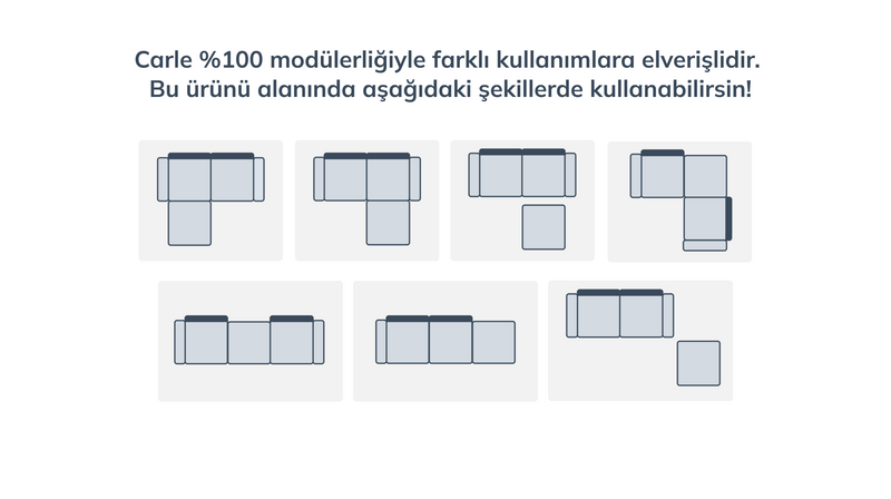 Carle Üçlü Koltuk Çift Kollu Ve Puf - Kadife