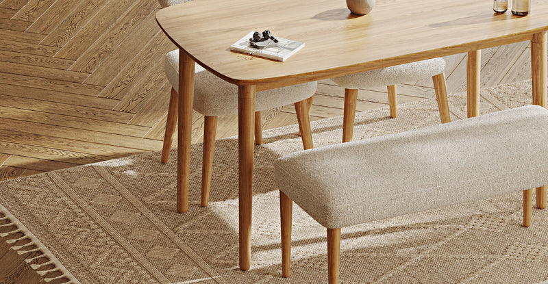 Lyno 77x140 Cm Sabit Yemek Masası Takımı (Roa Bench & 2 Roa Sandalye) - Bukle