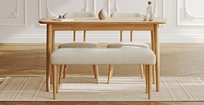 Lyno 77x140 Cm Sabit Yemek Masası Takımı (Roa Bench & 2 Roa Sandalye) - Bukle