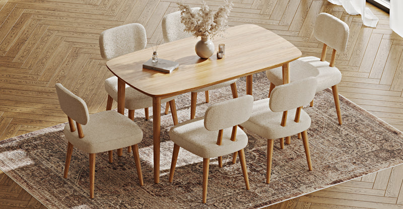 Lyno 77x140 Cm Sabit Yemek Masası Takımı (6 Roa Sandalye) - Bukle