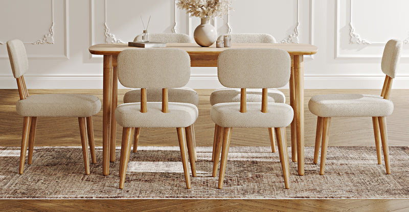 Lyno 77x140 Cm Sabit Yemek Masası Takımı (6 Roa Sandalye) - Bukle