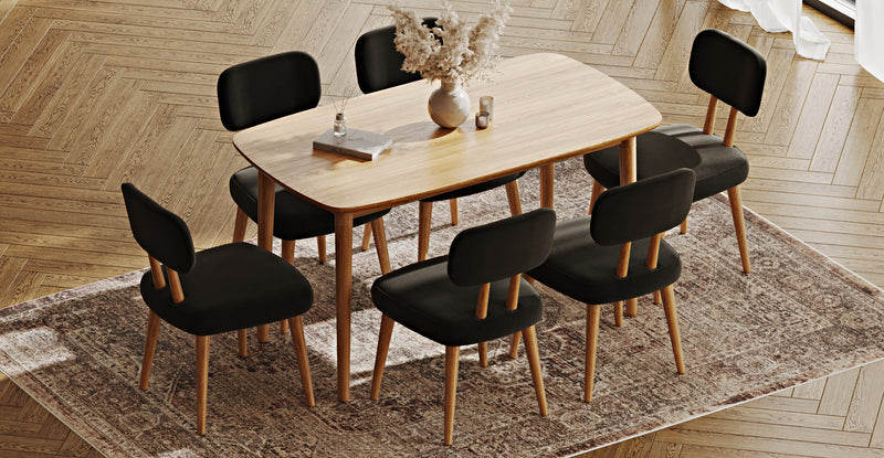 Lyno 77x140 Cm Sabit Yemek Masası Takımı (6 Roa Sandalye) - Performans Keten