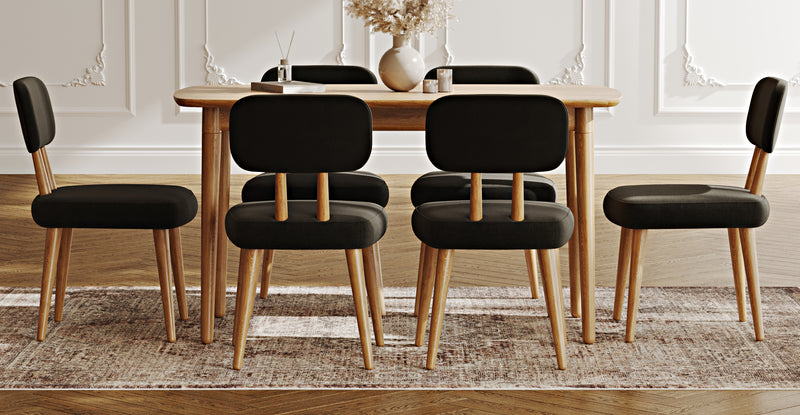 Lyno 77x140 Cm Sabit Yemek Masası Takımı (6 Roa Sandalye) - Performans Keten
