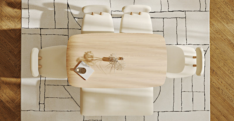 Lyno 77x140 Cm Sabit Yemek Masası Takımı (Roa Bench & 4 Roa Sandalye) - Doğal Doku
