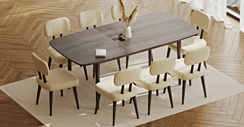 Lyno 97x160 Cm Açılır Yemek Masası Takımı (8Li Roa) - Doğal Doku