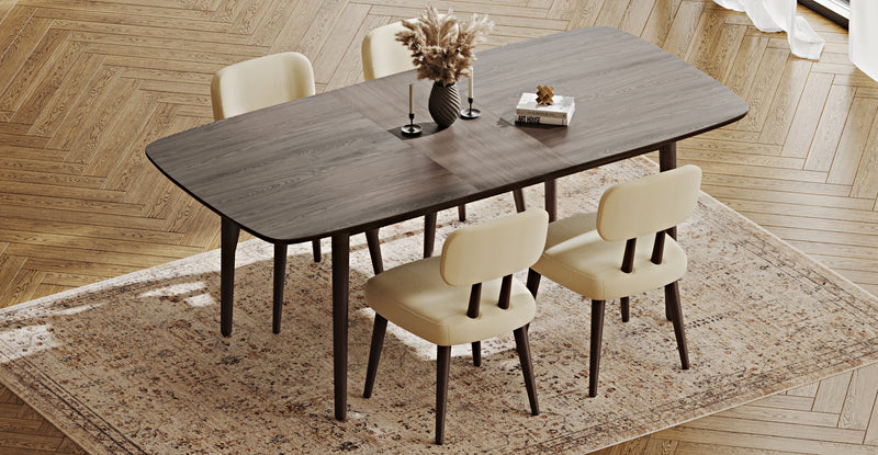 Lyno 97x160 Cm Açılır Yemek Masası Takımı (4 Roa Sandalye) - Doğal Doku