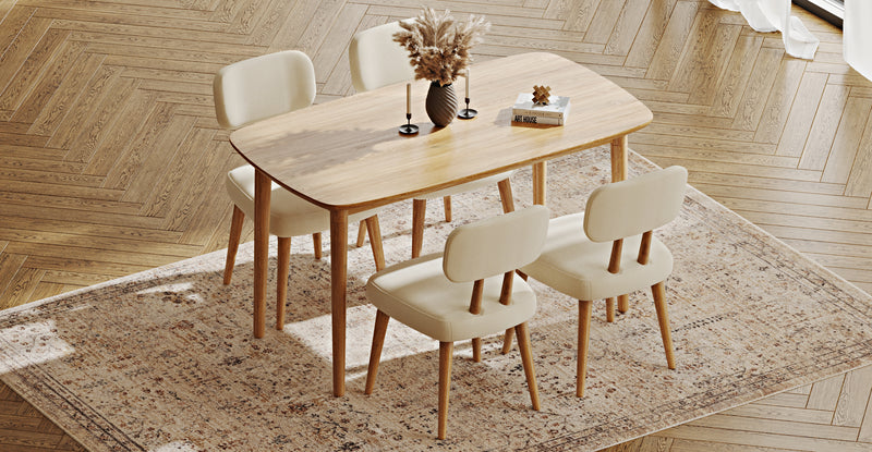 Lyno 77x140 Cm Sabit Yemek Masası Takımı (4 Roa Sandalye) - Doğal Doku