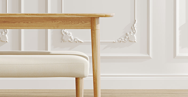 Lyno 77x140 Cm Sabit Yemek Masası Takımı (2 Roa Bench) - Doğal Doku