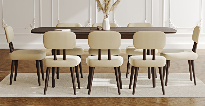 Lyno 97x160 Cm Açılır Yemek Masası Takımı (8Li Roa) - Doğal Doku