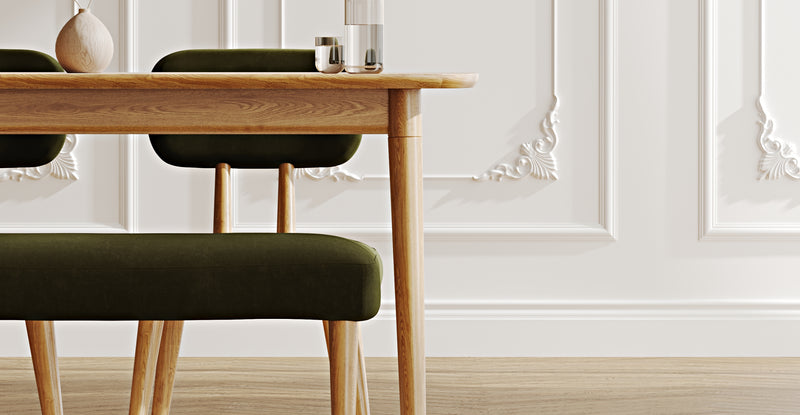 Lyno 77x140 Cm Sabit Yemek Masası Takımı (Roa Bench & 2 Roa Sandalye) - Kadife