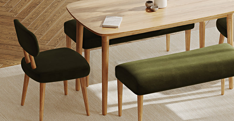 Lyno 77x140 Cm Sabit Yemek Masası Takımı (2 Roa Bench & 2 Roa Sandalye) - Kadife