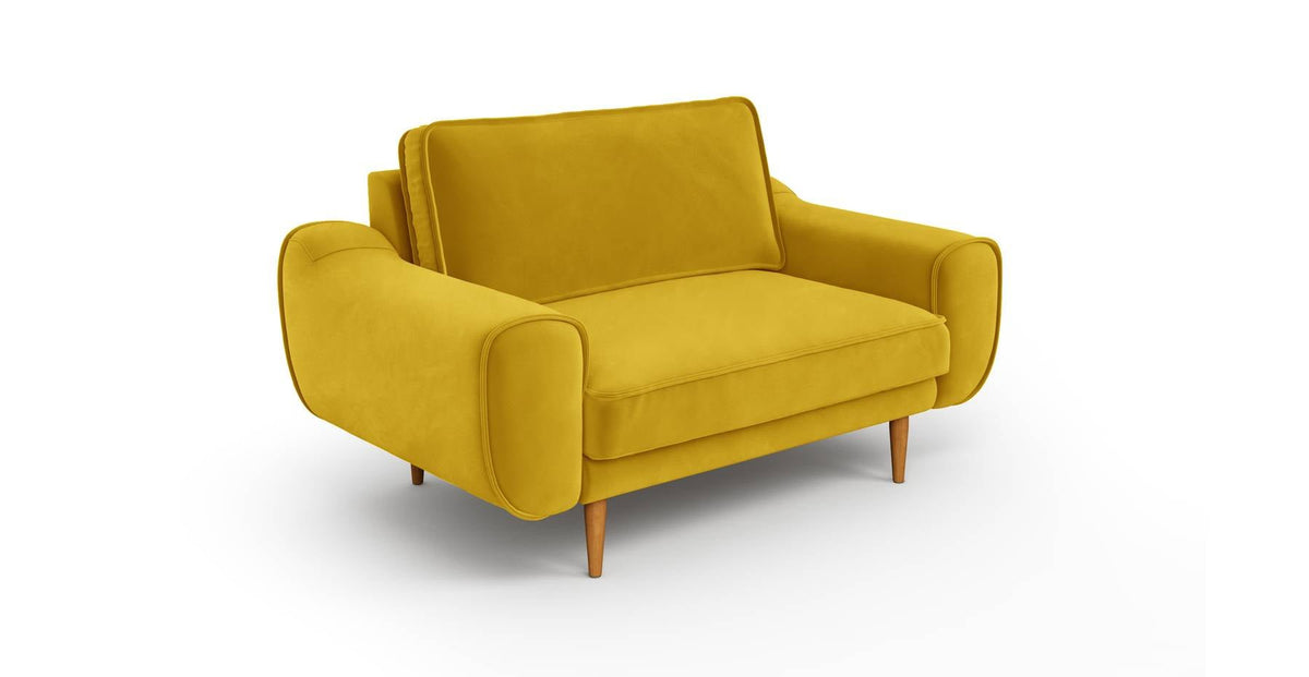 Klem Gri İkili ve Hardal Loveseat Koltuk Takımı - Kadife