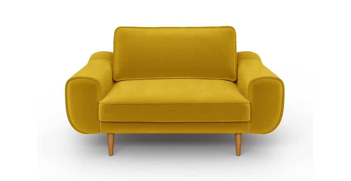 Klem Gri İkili ve Hardal Loveseat Koltuk Takımı - Kadife