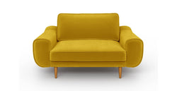 Klem Gri İkili ve Hardal Loveseat Koltuk Takımı - Kadife