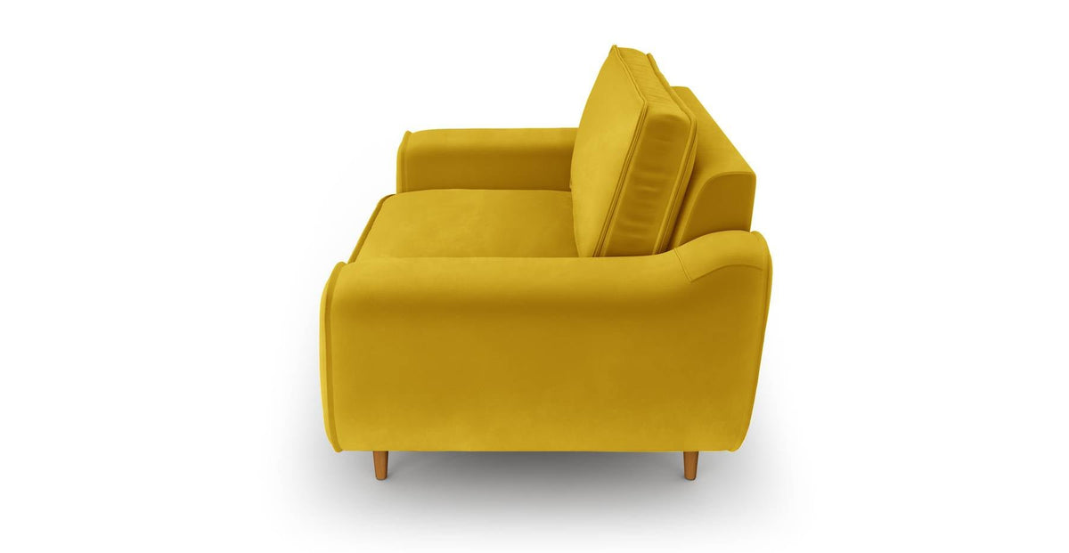 Klem Gri İkili ve Hardal Loveseat Koltuk Takımı - Kadife