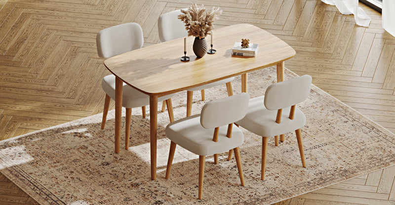 Lyno 77x140 Cm Sabit Yemek Masası Takımı (4 Roa Sandalye) - Fitilli Kadife