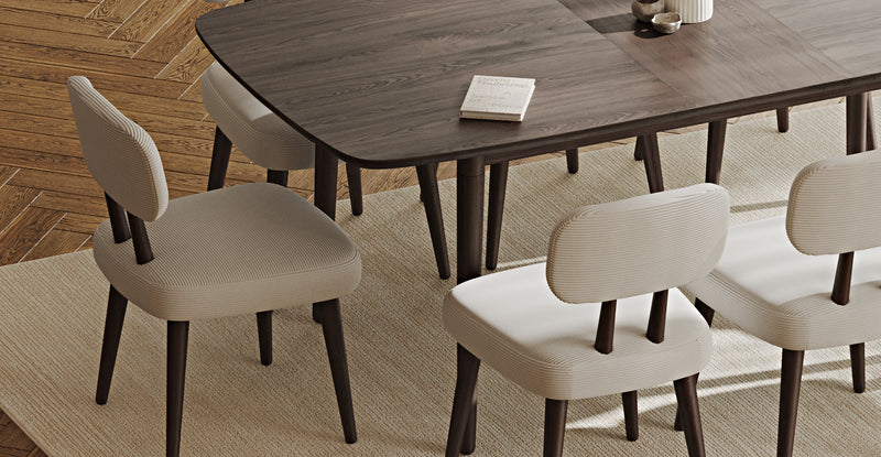 Lyno 97x160 Cm Açılır Yemek Masası Takımı (8Li Roa) - Fitilli Kadife