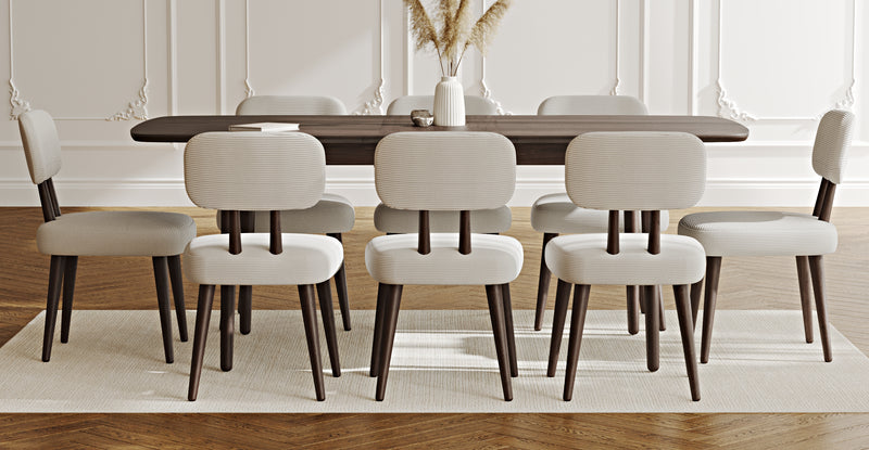 Lyno 97x160 Cm Açılır Yemek Masası Takımı (8Li Roa) - Fitilli Kadife