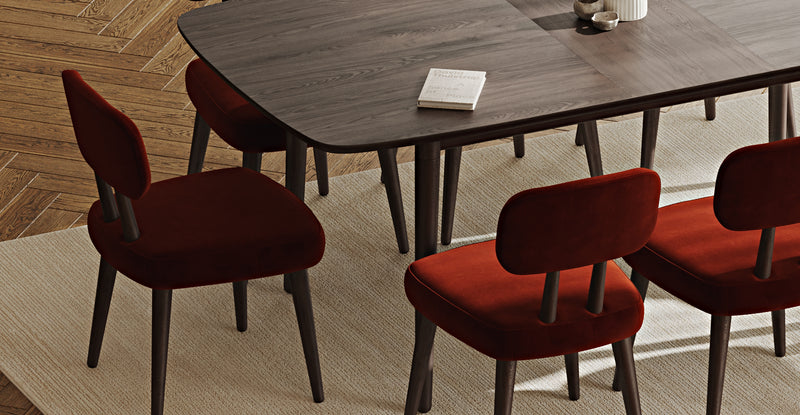 Lyno 97x160 Cm Açılır Yemek Masası Takımı (8Li Roa) - Kadife