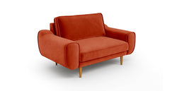 Klem Deniz Köpüğü Üçlü Kiremit Loveseat ve Puf Koltuk Takımı - Bukle & Kadife