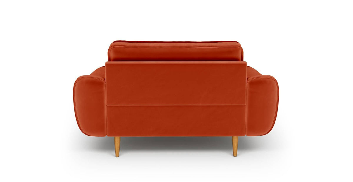 Klem Deniz Köpüğü Üçlü Kiremit Loveseat ve Puf Koltuk Takımı - Bukle & Kadife