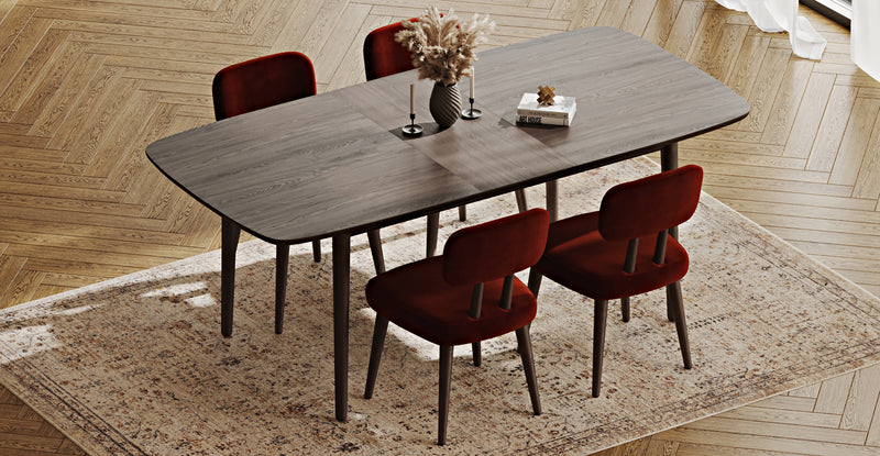 Lyno 97x160 Cm Açılır Yemek Masası Takımı (4 Roa Sandalye) - Kadife