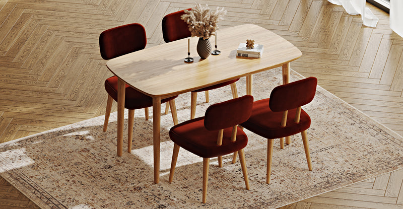 Lyno 77x140 Cm Sabit Yemek Masası Takımı (4 Roa Sandalye) - Kadife