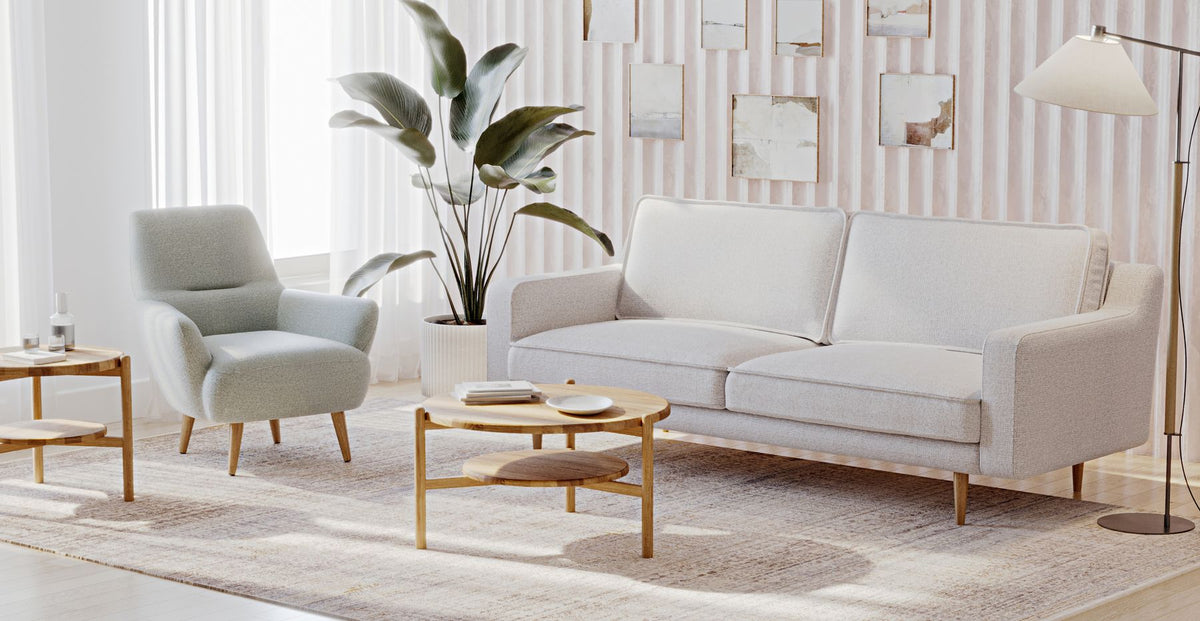 Klem Slim Üçlü ve Modsy Berjer Koltuk Takımı - Keten