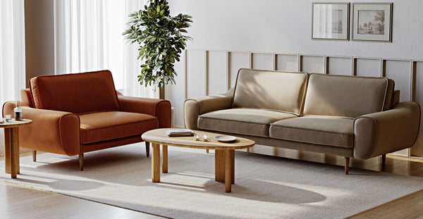 Klem Loveseat Ahşap Ayak - Performans Kadife