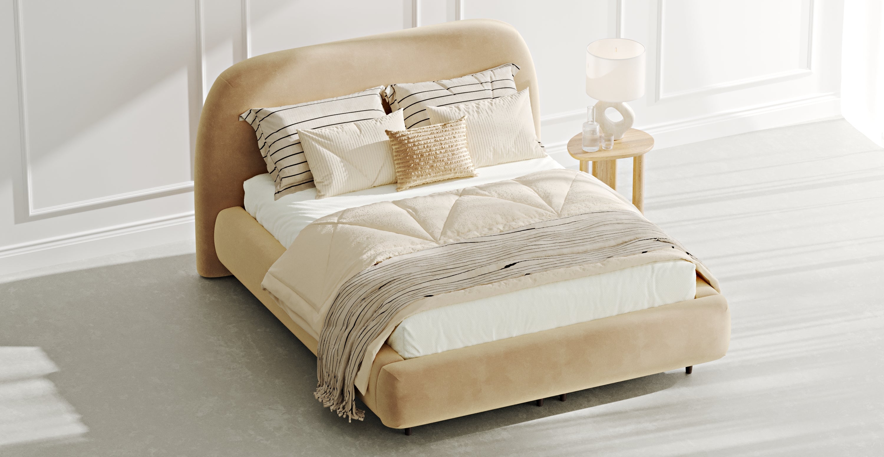 Klem Slim 283 x 283 Köşe Ahşap Ayak - Keten | Normod