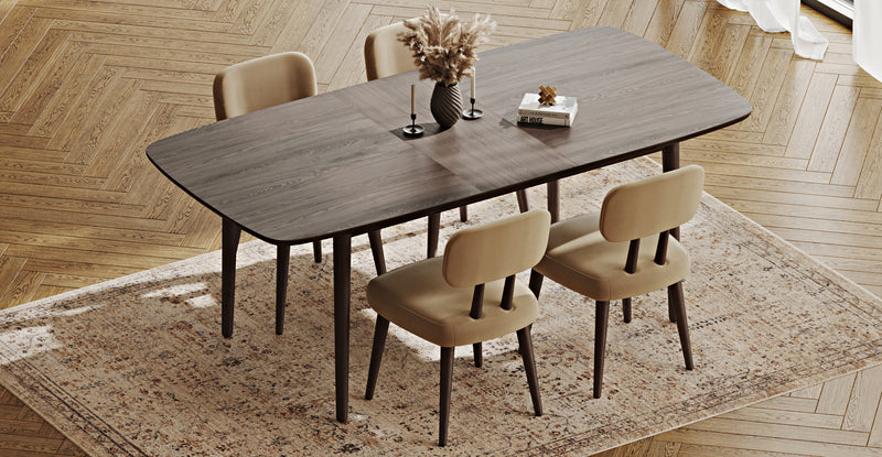 Lyno 97x160 Cm Açılır Yemek Masası Takımı (4 Roa Sandalye) - Performans Kadife