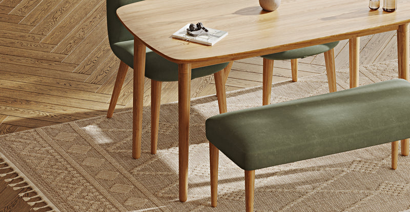 Lyno 77x140 Sabit Yemek Masası Takımı (Roa Bench & 2 Venn Sandalye) - Kadife