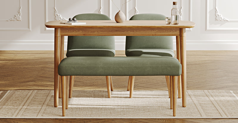 Lyno 77x140 Sabit Yemek Masası Takımı (Roa Bench & 2 Venn Sandalye) - Kadife