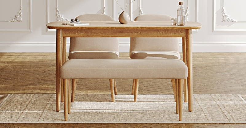 Lyno 77x140 Sabit Yemek Masası Takımı (Roa Bench & 2 Venn Sandalye) - Kadife