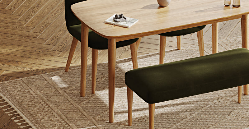 Lyno 77x140 Sabit Yemek Masası Takımı (Roa Bench & 2 Venn Sandalye) - Kadife