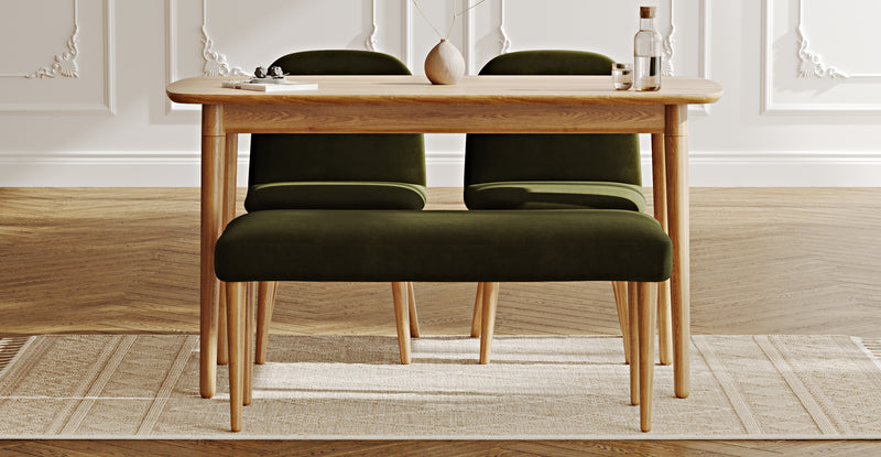 Lyno 77x140 Sabit Yemek Masası Takımı (Roa Bench & 2 Venn Sandalye) - Kadife