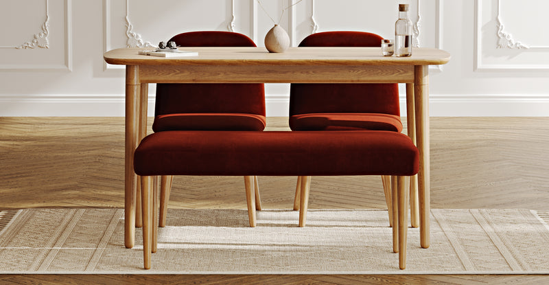 Lyno 77x140 Sabit Yemek Masası Takımı (Roa Bench & 2 Venn Sandalye) - Kadife
