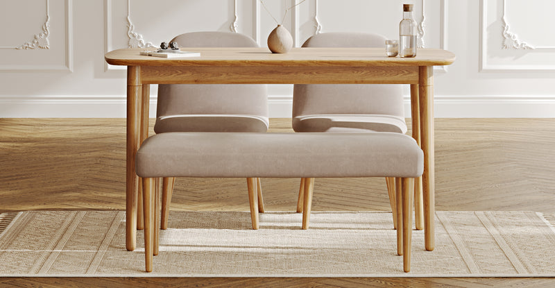 Lyno 77x140 Sabit Yemek Masası Takımı (Roa Bench & 2 Venn Sandalye) - Kadife