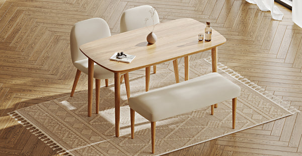 Lyno 77x140 Sabit Yemek Masası Takımı (Roa Bench & 2 Venn Sandalye) - Performans Kadife