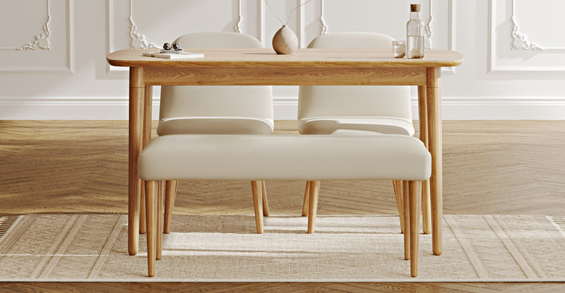 Lyno 77x140 Sabit Yemek Masası Takımı (Roa Bench & 2 Venn Sandalye) - Performans Kadife